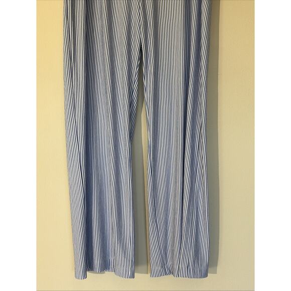Primark Blue/White Stripe Casual Wide Leg Lounge Travel Resort Pants Womens Med - Picture 3 of 8